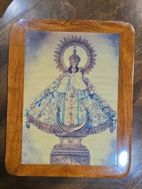 Vintage Our Lady Of The Rosary Of Talpa Wood Plaque